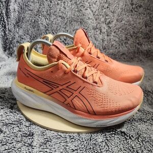 Asics Gel Nimbus 25 Women’s Running Shoes Orange Papaya / Dusty Purple Size 9